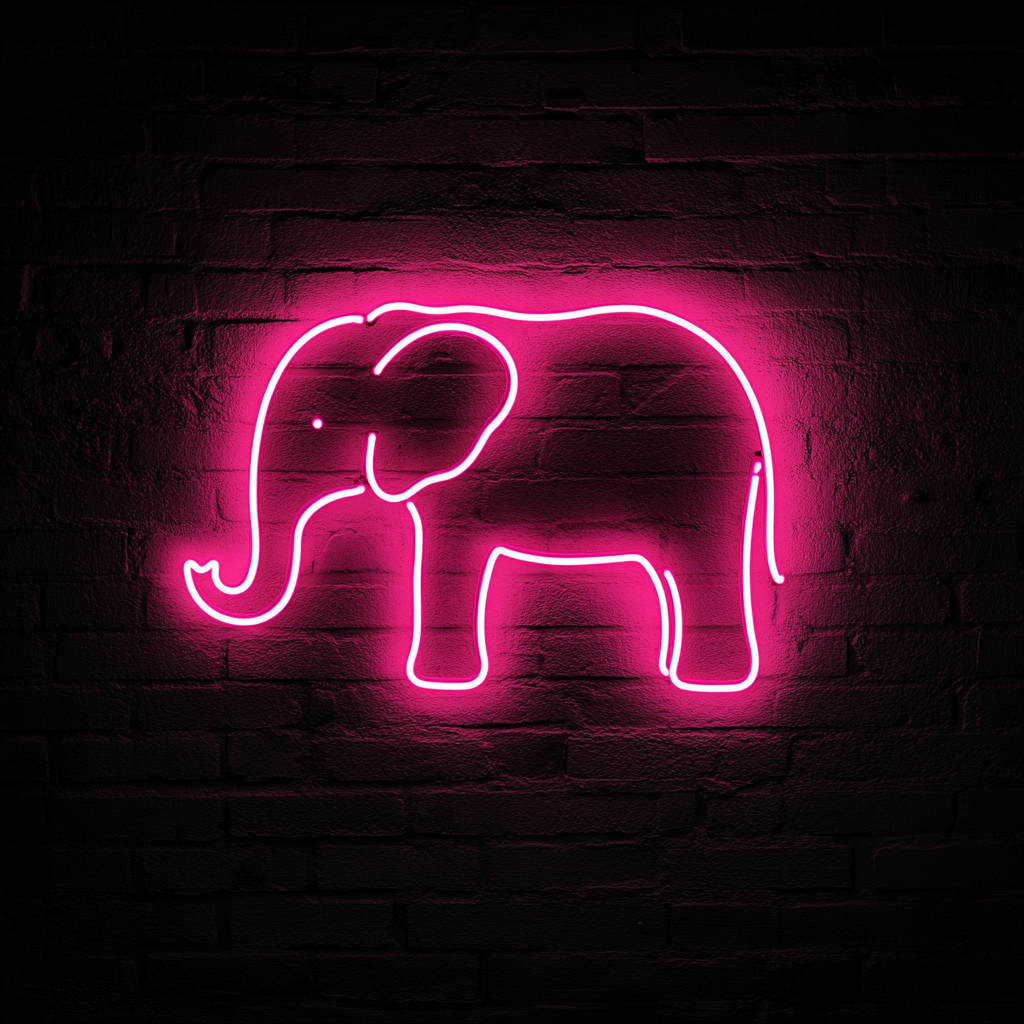 Elephant - Pink Neon Sign, 18 Inches