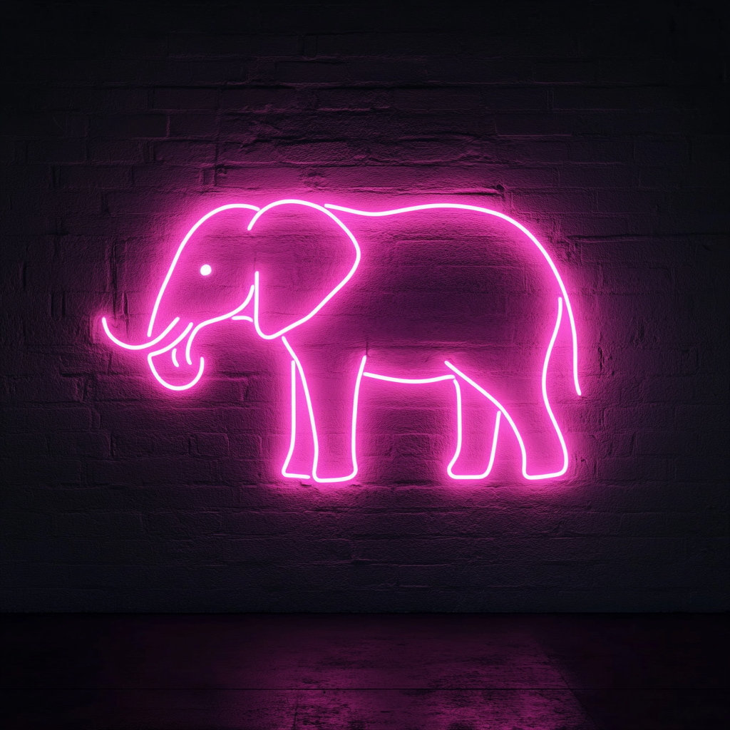 Elephant - Pink Neon Sign, 18 Inches