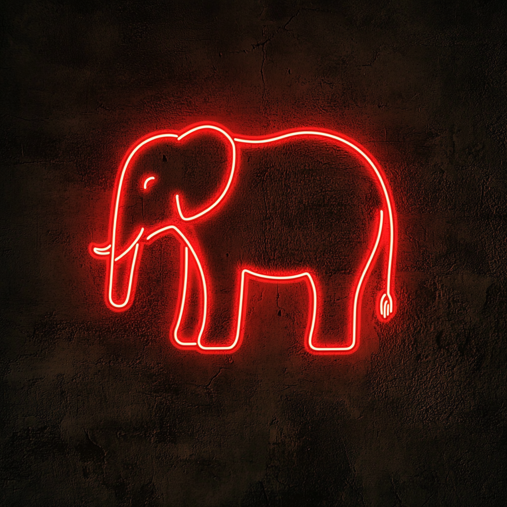 Elephant - Red Neon Sign, 18 Inches