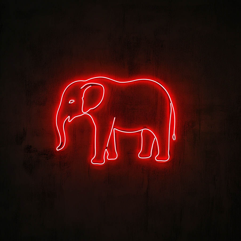 Elephant - Red Neon Sign, 18 Inches