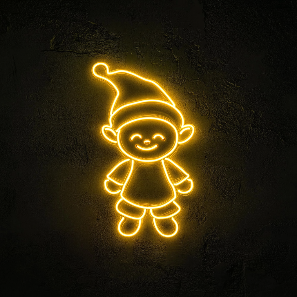 Elf - Yellow Neon Sign, 18 Inches