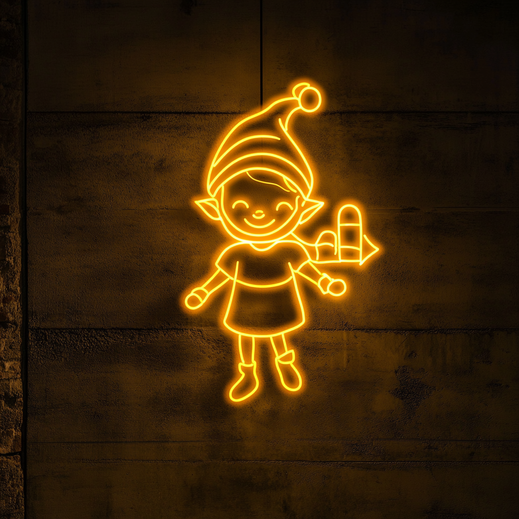 Elf - Yellow Neon Sign, 24 Inches
