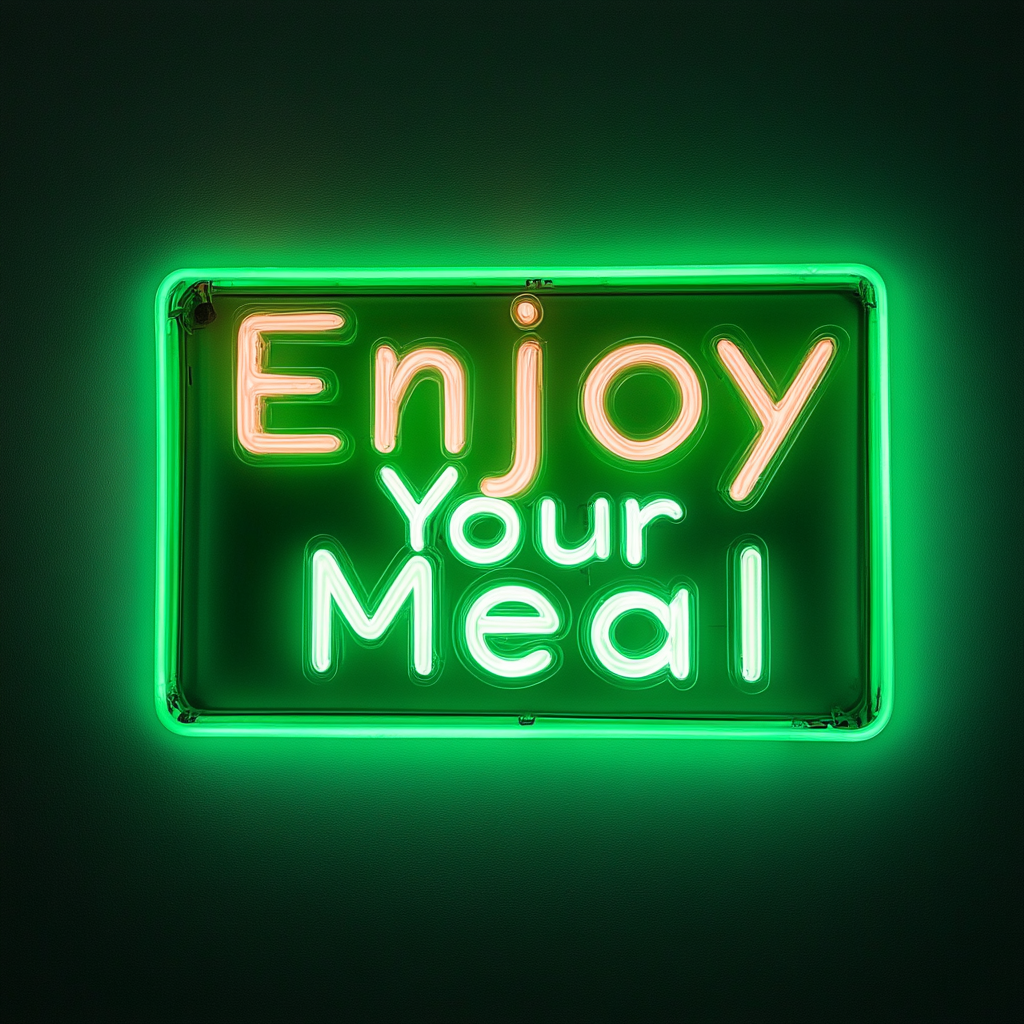 "Enjoy Your Meal" - Green Neon Sign, 24 Inches