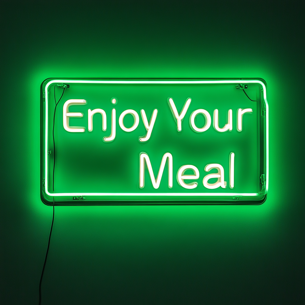 "Enjoy Your Meal" - Green Neon Sign, 24 Inches
