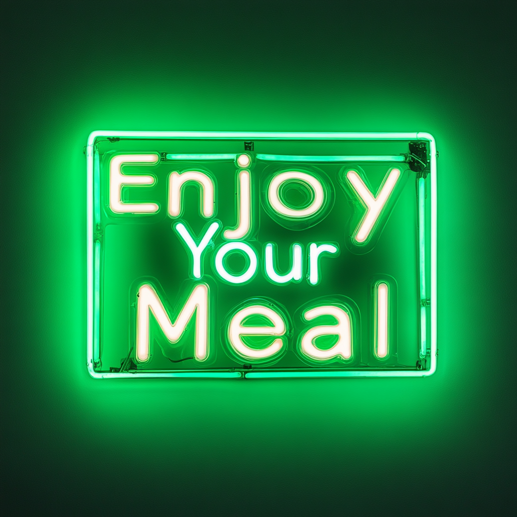 "Enjoy Your Meal" - Green Neon Sign, 24 Inches