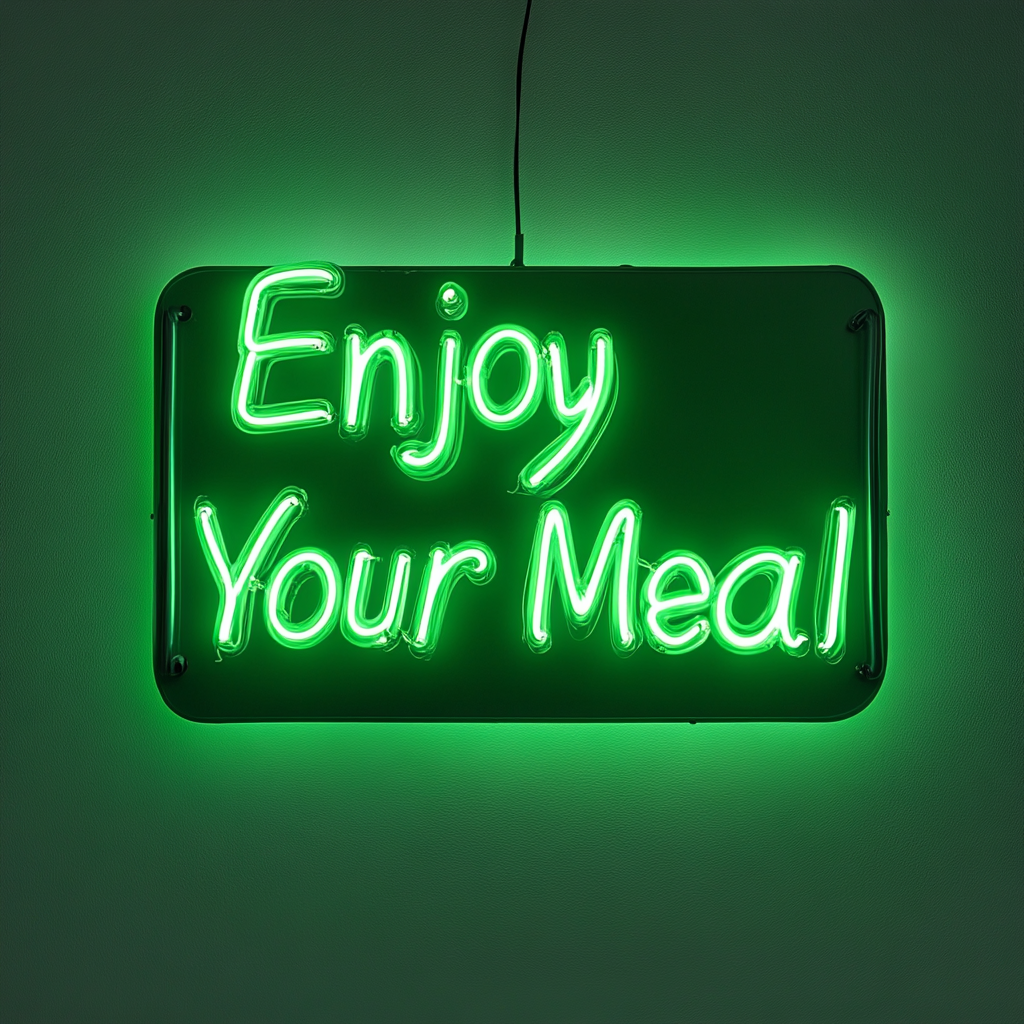 "Enjoy Your Meal" - Green Neon Sign, 24 Inches