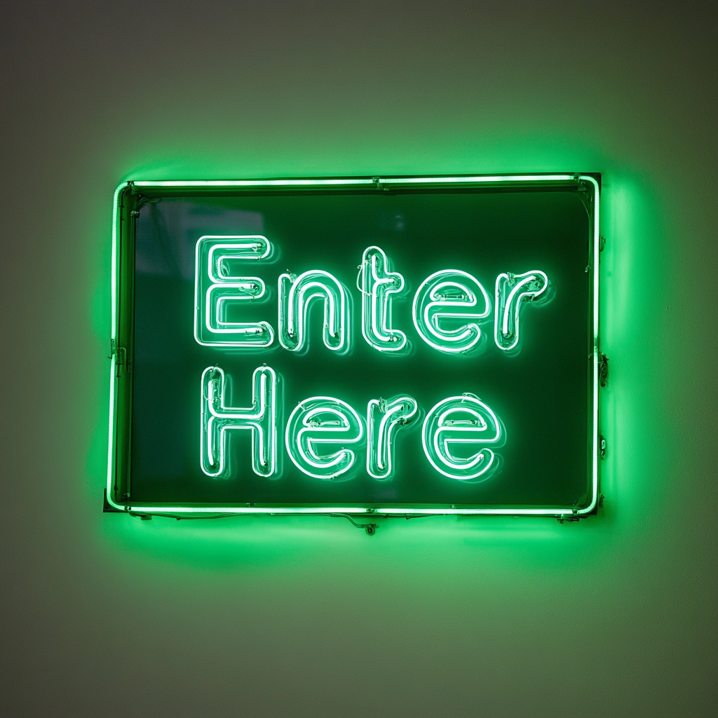Enter Here - Green Neon Sign, 18 Inches