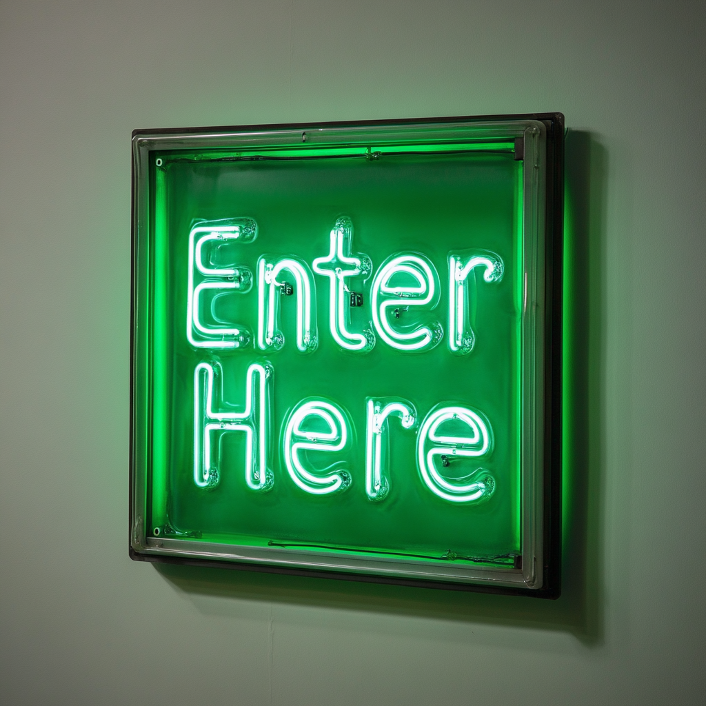 Enter Here - Green Neon Sign, 24 Inches