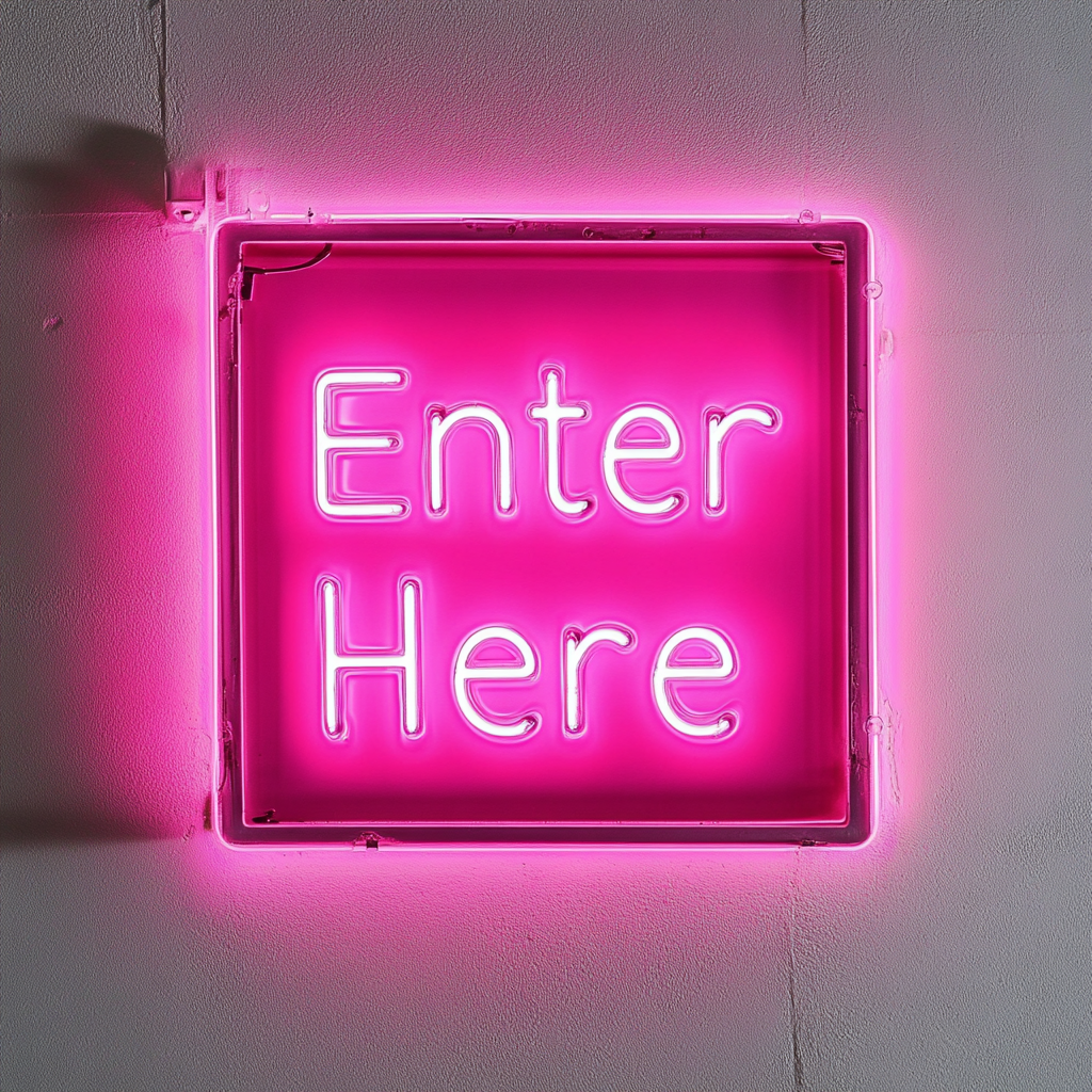 Enter Here - Pink Neon Sign, 24 Inches