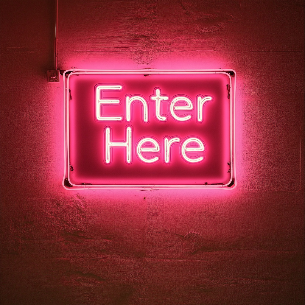 Enter Here - Pink Neon Sign, 18 Inches