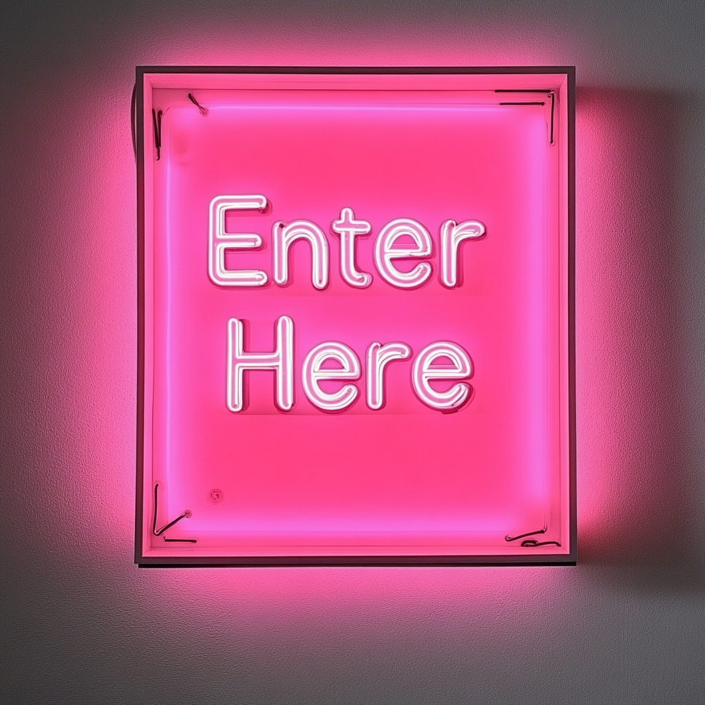 Enter Here - Pink Neon Sign, 24 Inches