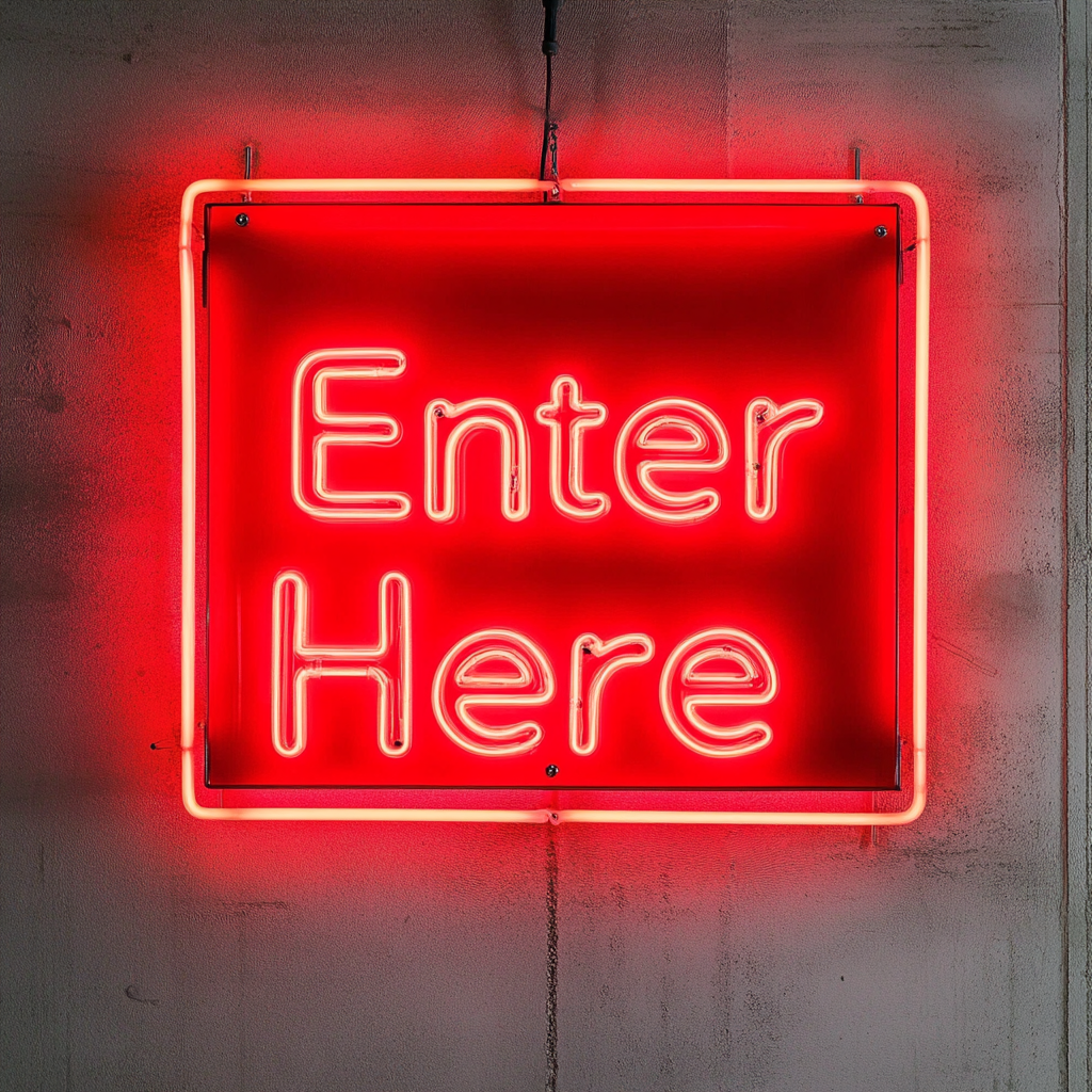 Enter Here - Red Neon Sign, 24 Inches