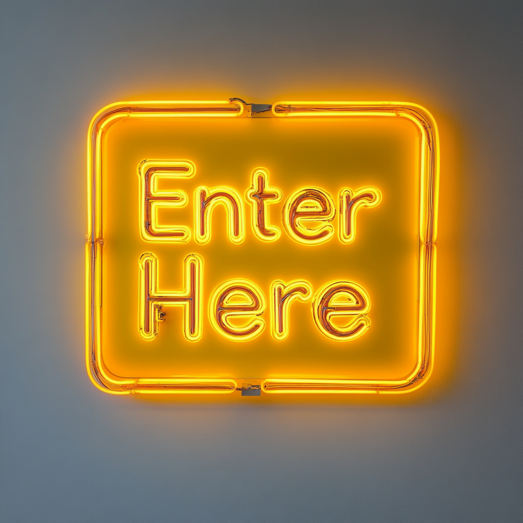 Enter Here - Yellow Neon Sign, 18 Inches