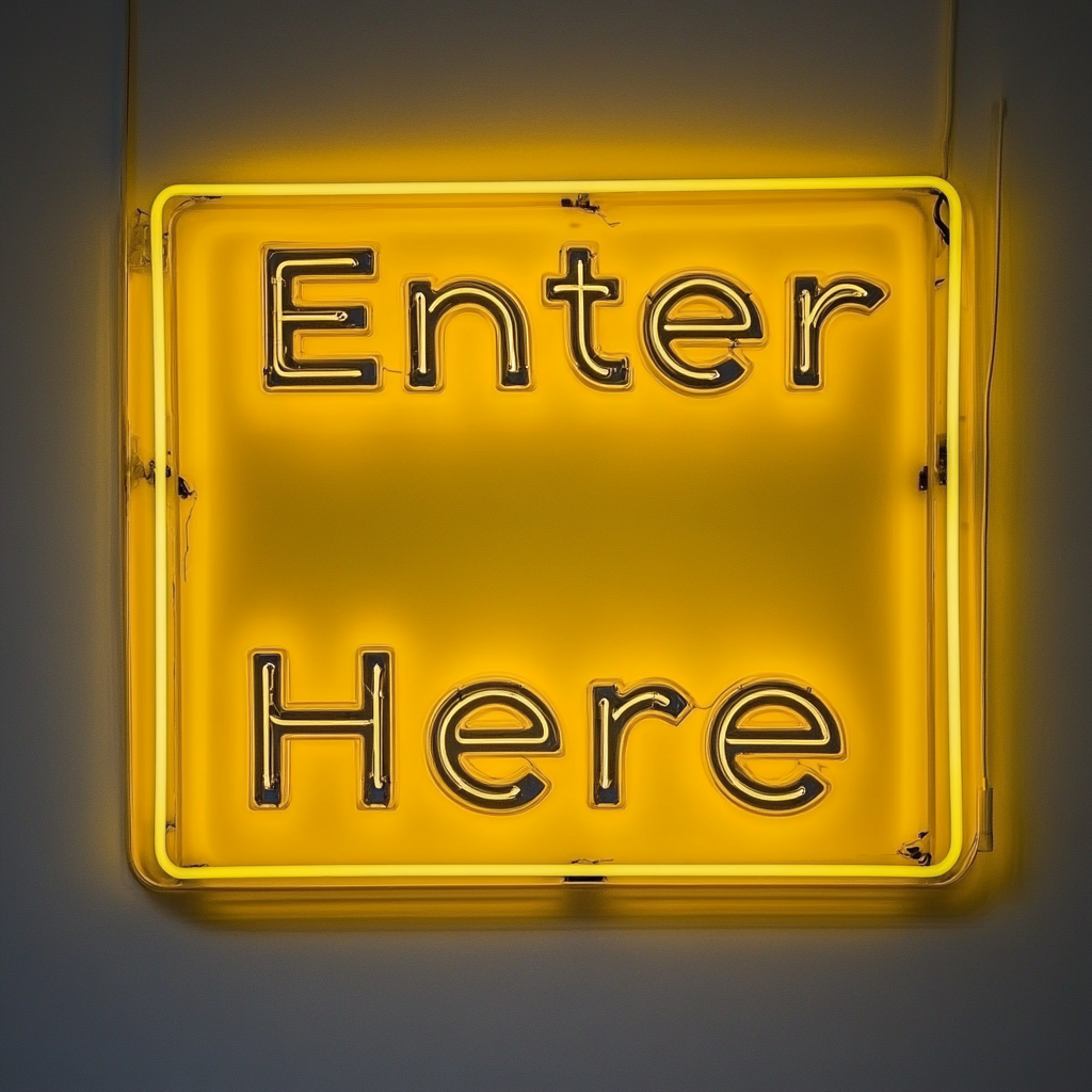 Enter Here - Yellow Neon Sign, 18 Inches