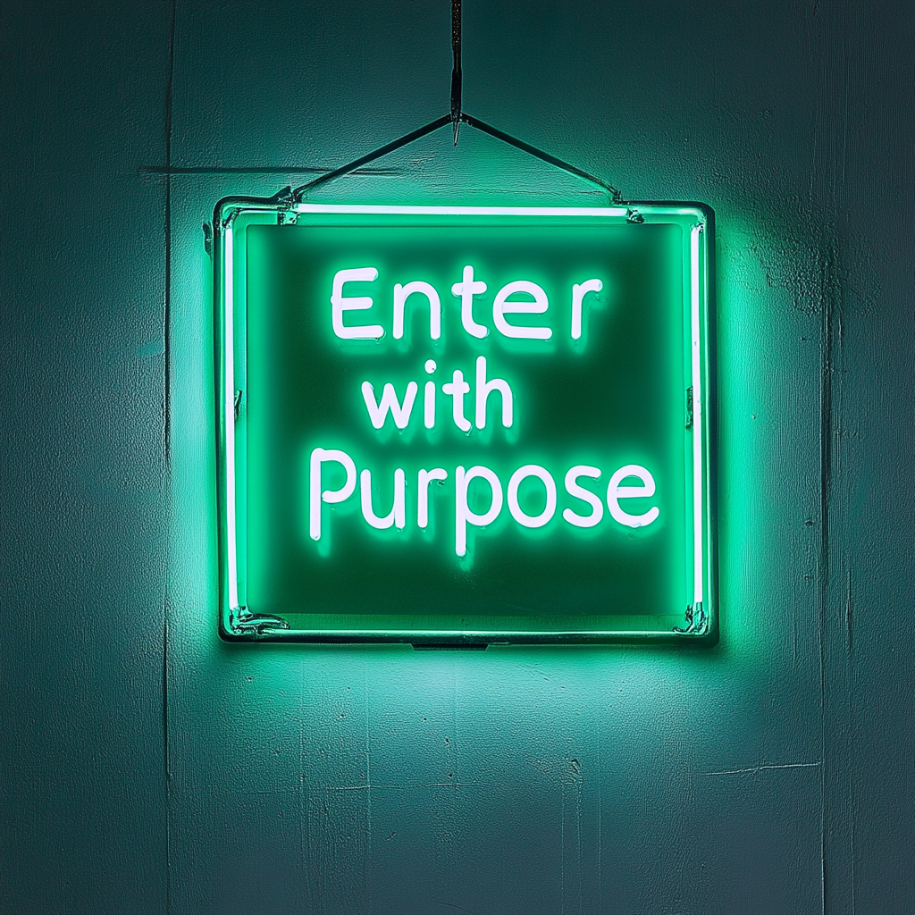 "Enter with Purpose" - Green Neon Sign, 24 Inches