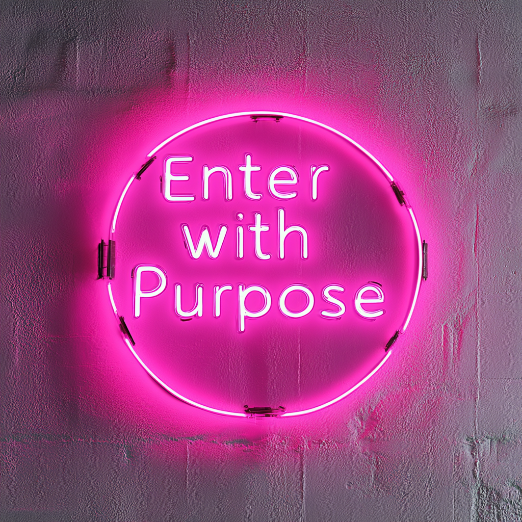 "Enter with Purpose" - Pink Neon Sign, 24 Inches