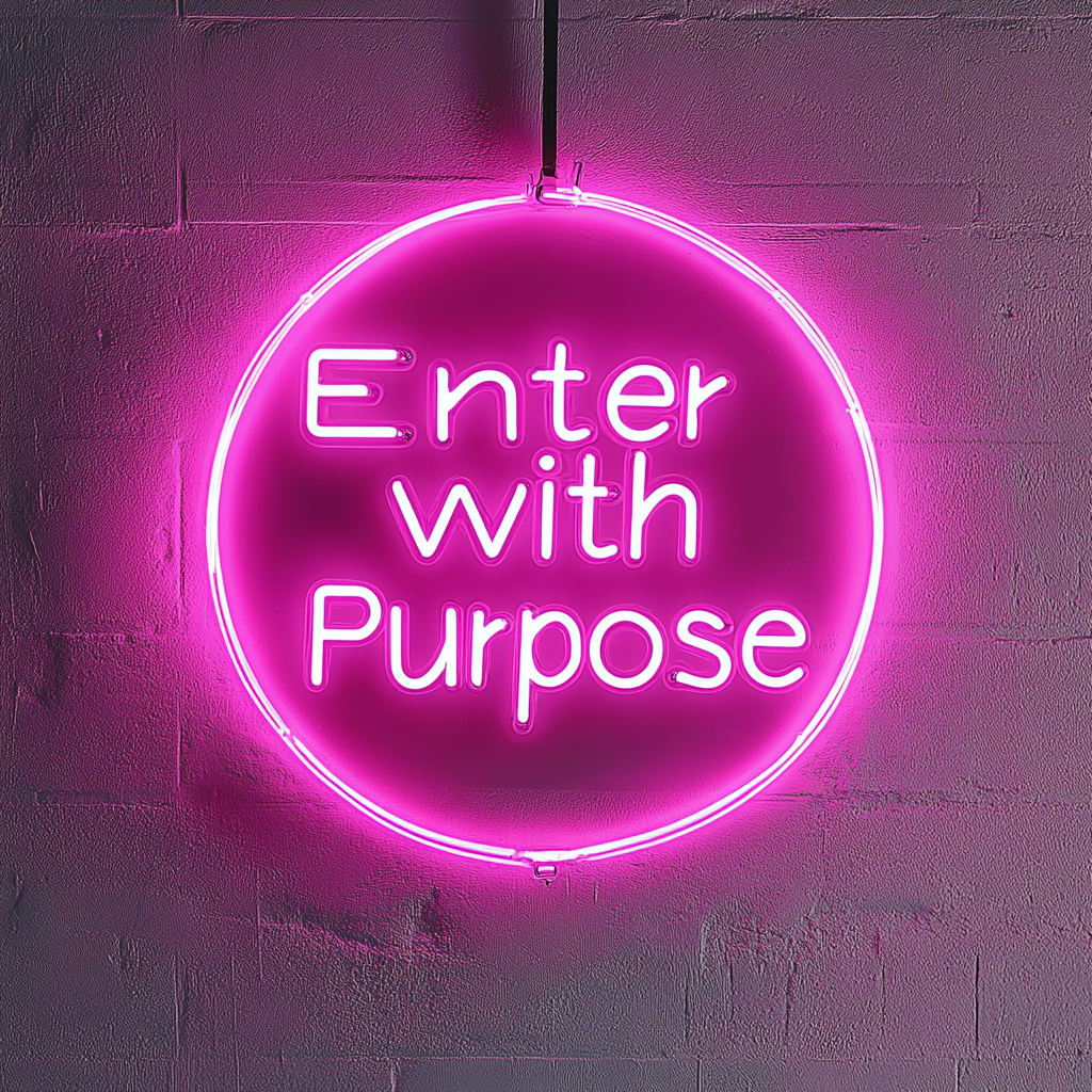 "Enter with Purpose" - Pink Neon Sign, 24 Inches