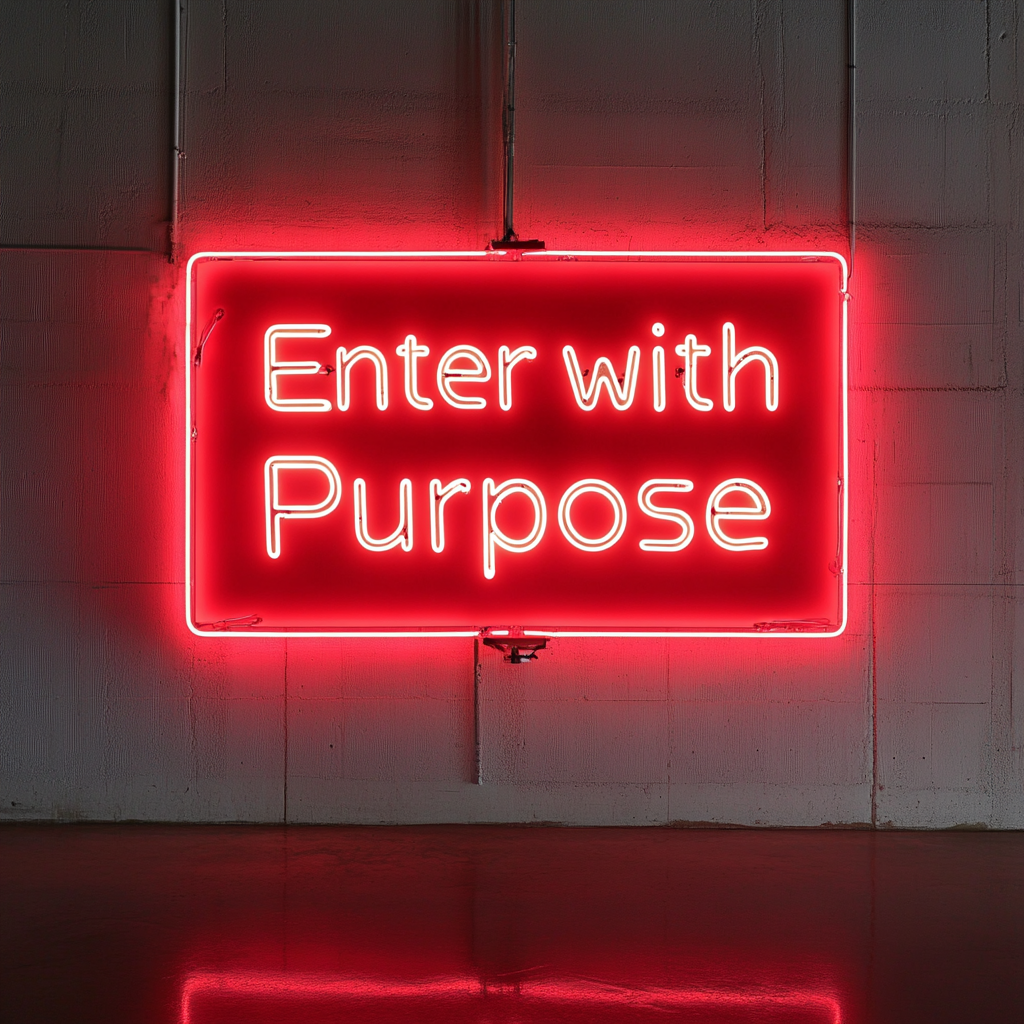 "Enter with Purpose" - Red Neon Sign, 24 Inches