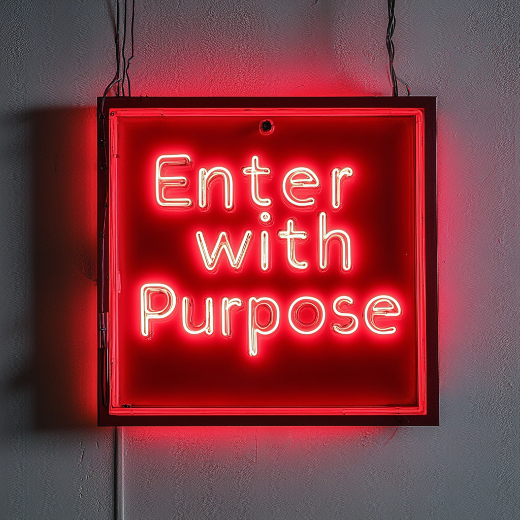 "Enter with Purpose" - Red Neon Sign, 24 Inches