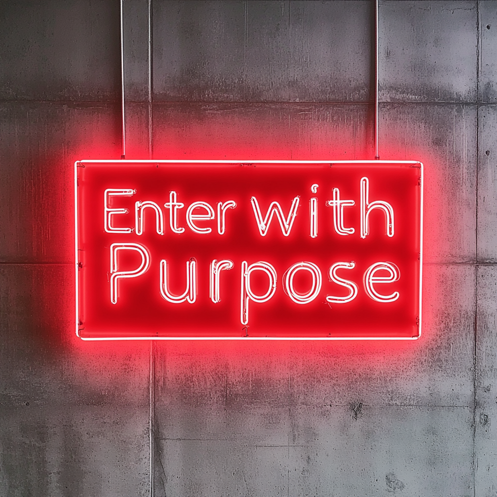 "Enter with Purpose" - Red Neon Sign, 24 Inches