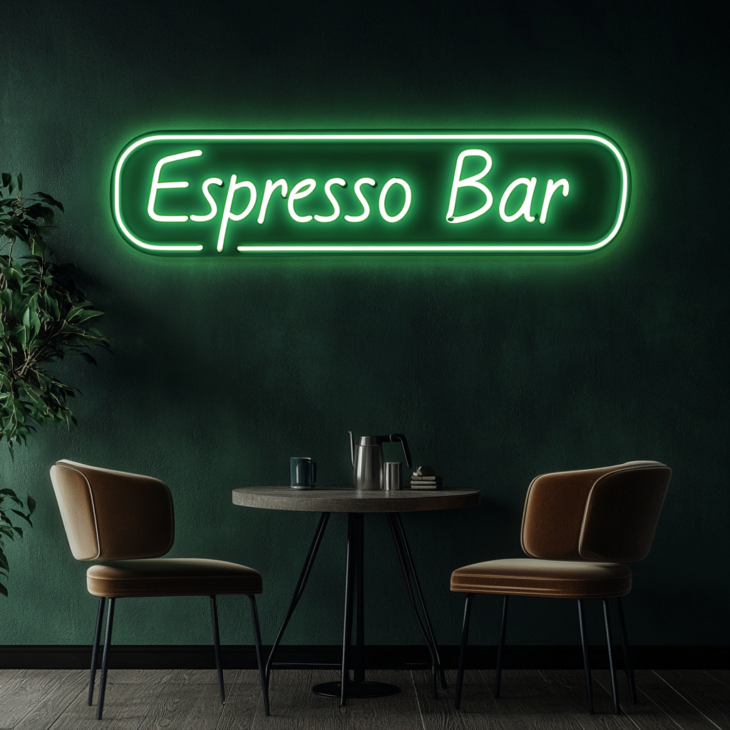 "Espresso Bar" - Green Neon Sign, 24 Inches