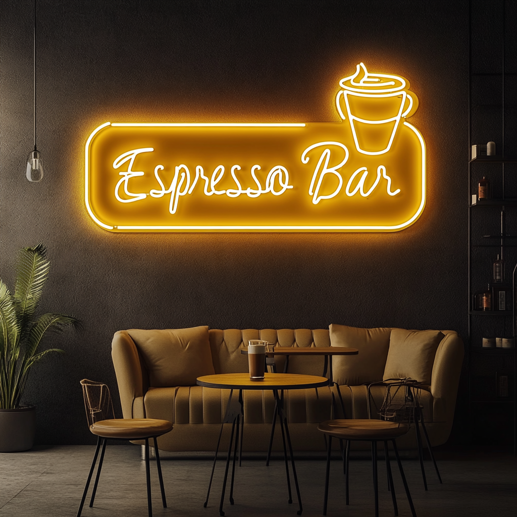 "Espresso Bar" - Yellow Neon Sign, 24 Inches