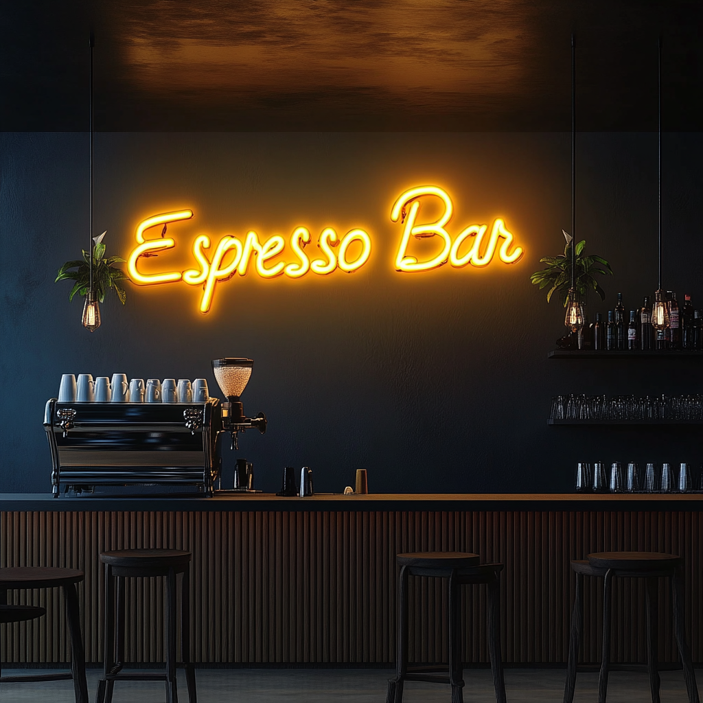 "Espresso Bar" - Yellow Neon Sign, 24 Inches