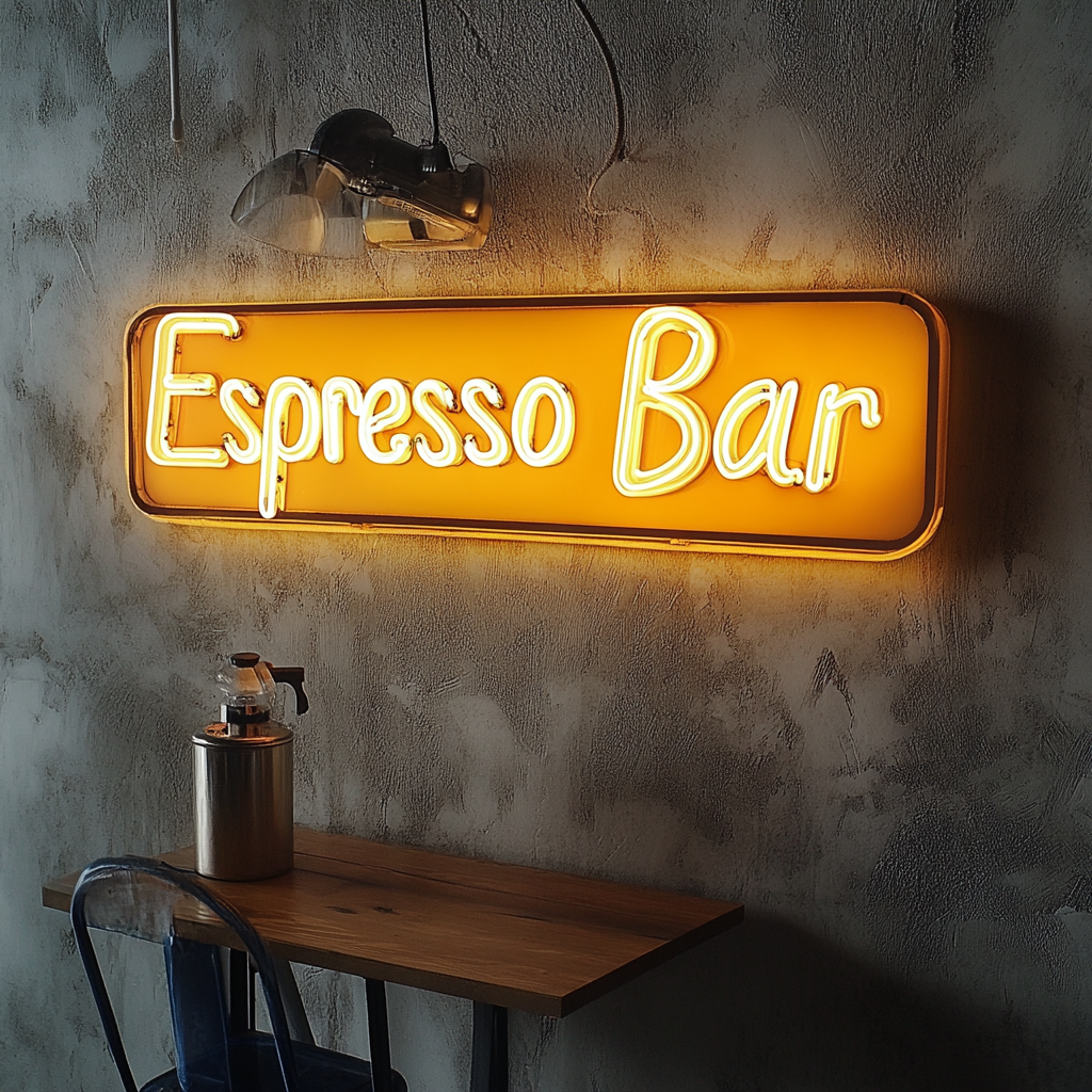 "Espresso Bar" - Yellow Neon Sign, 24 Inches