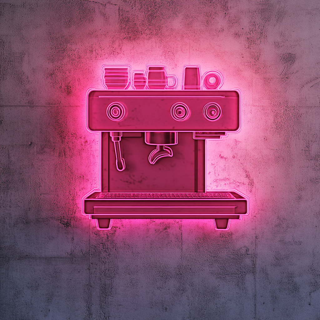 Espresso Machine - Pink Neon Sign, 18 Inches