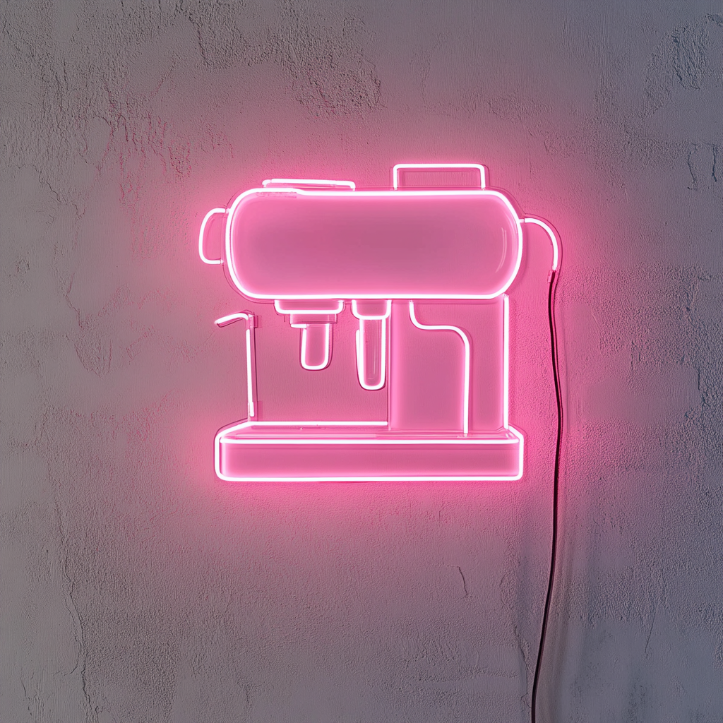Espresso Machine - Pink Neon Sign, 18 Inches