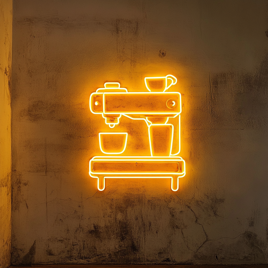 Espresso Machine - Yellow Neon Sign, 24 Inches