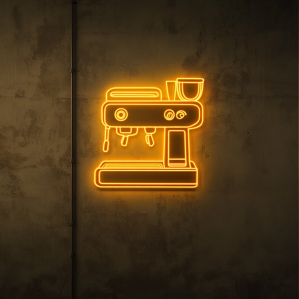 Espresso Machine - Yellow Neon Sign, 18 Inches