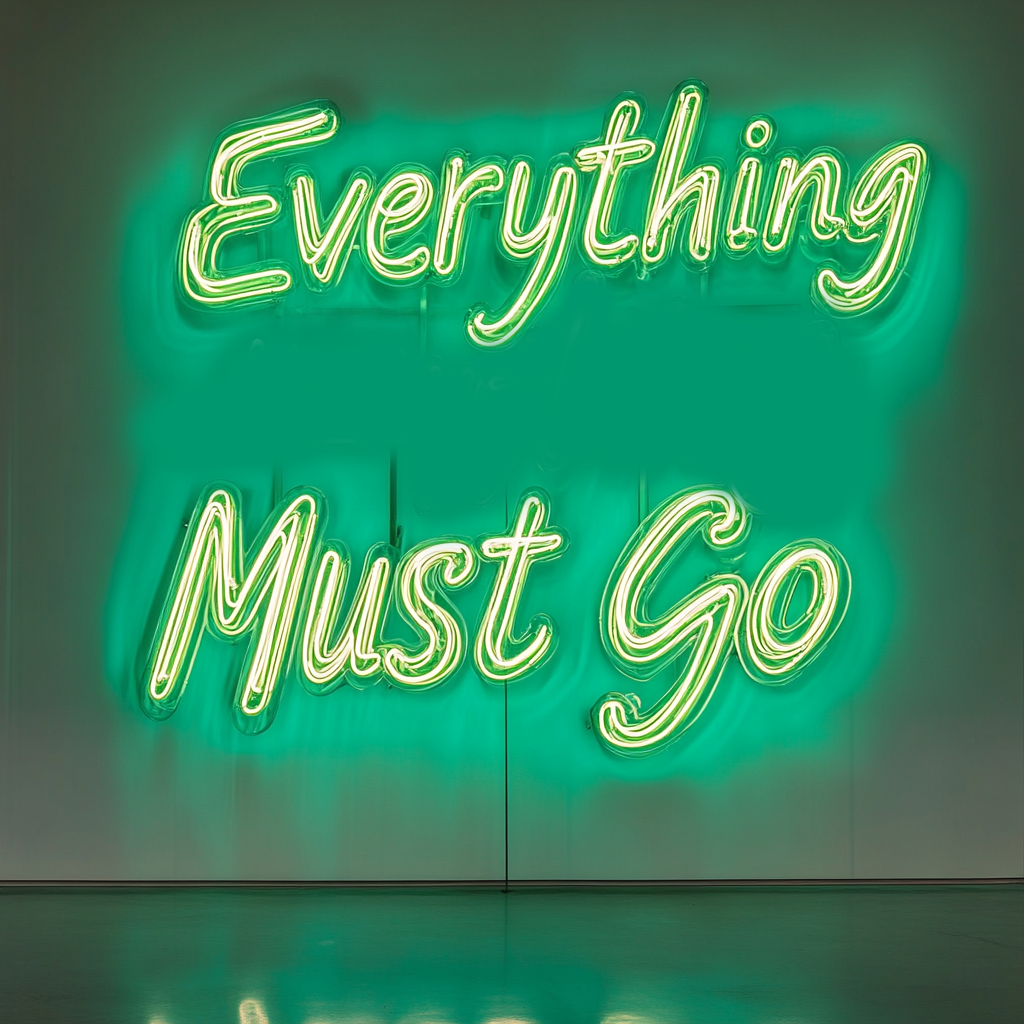"Everything Must Go" - Green Neon Sign, 24 Inches