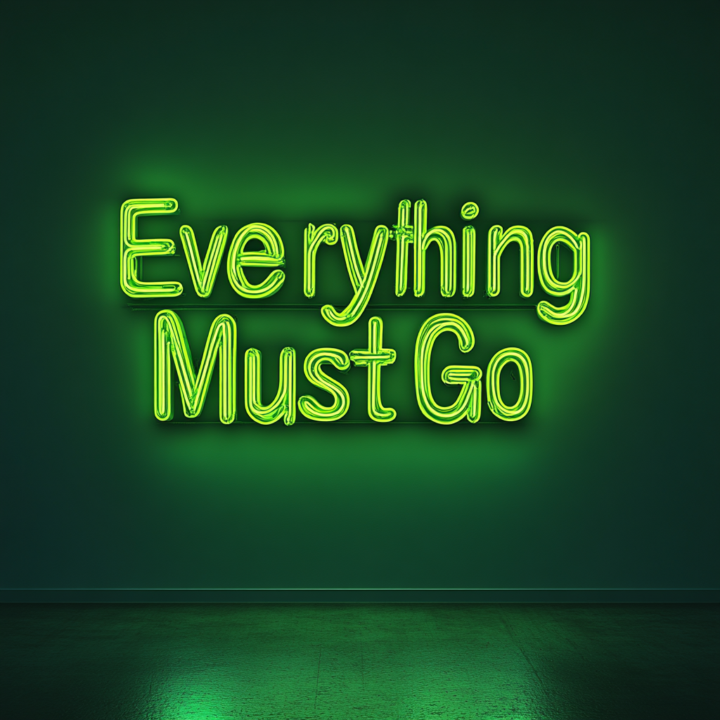 "Everything Must Go" - Green Neon Sign, 24 Inches