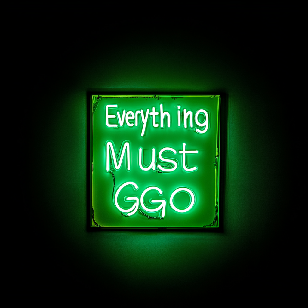 "Everything Must Go" - Green Neon Sign, 24 Inches