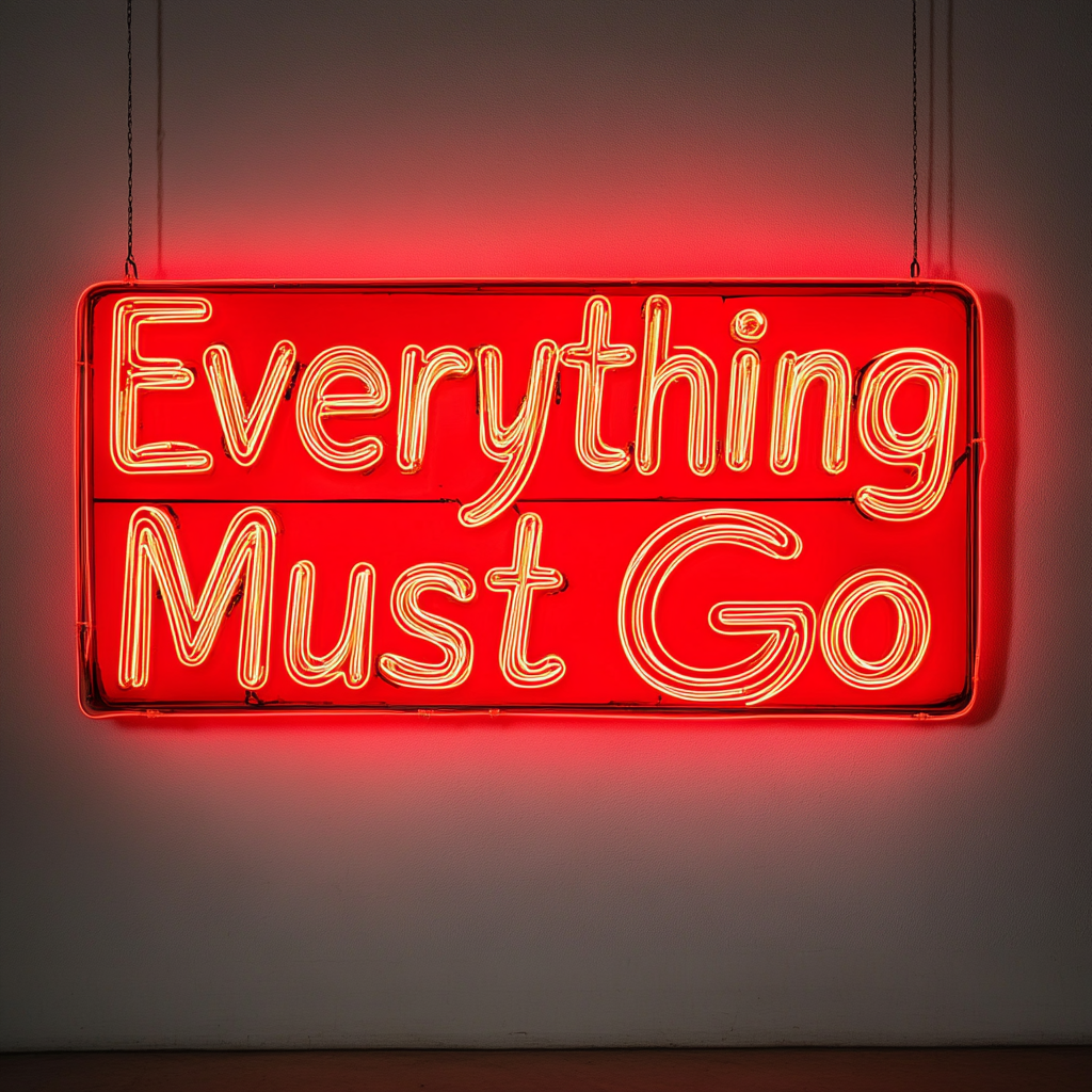 "Everything Must Go" - Red Neon Sign, 24 Inches