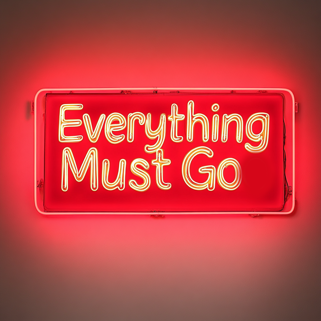 "Everything Must Go" - Red Neon Sign, 24 Inches