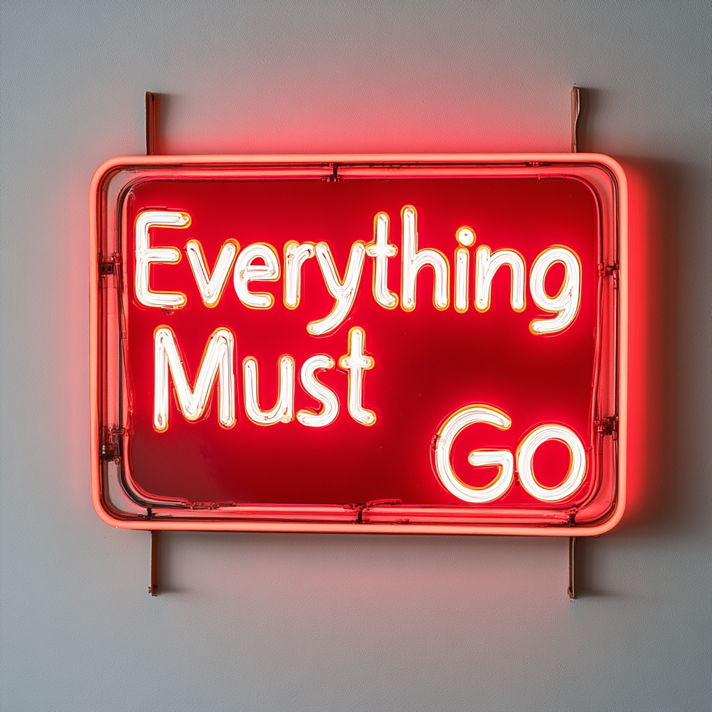 "Everything Must Go" - Red Neon Sign, 24 Inches