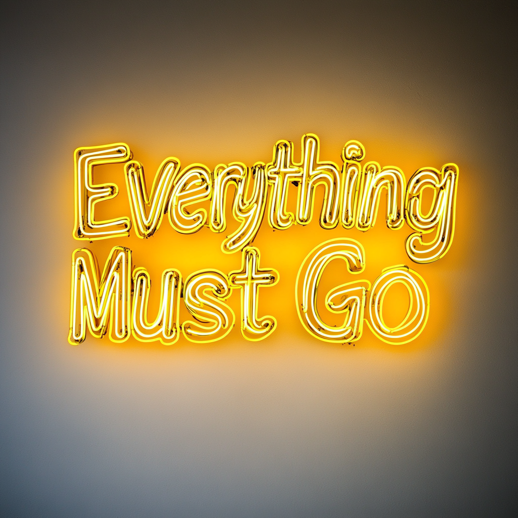 "Everything Must Go" - Yellow Neon Sign, 24 Inches