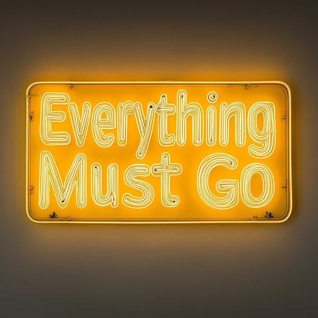 "Everything Must Go" - Yellow Neon Sign, 24 Inches