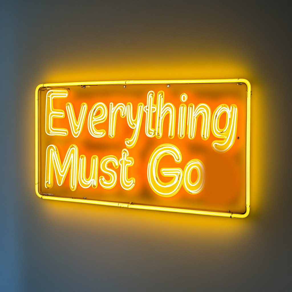 "Everything Must Go" - Yellow Neon Sign, 24 Inches
