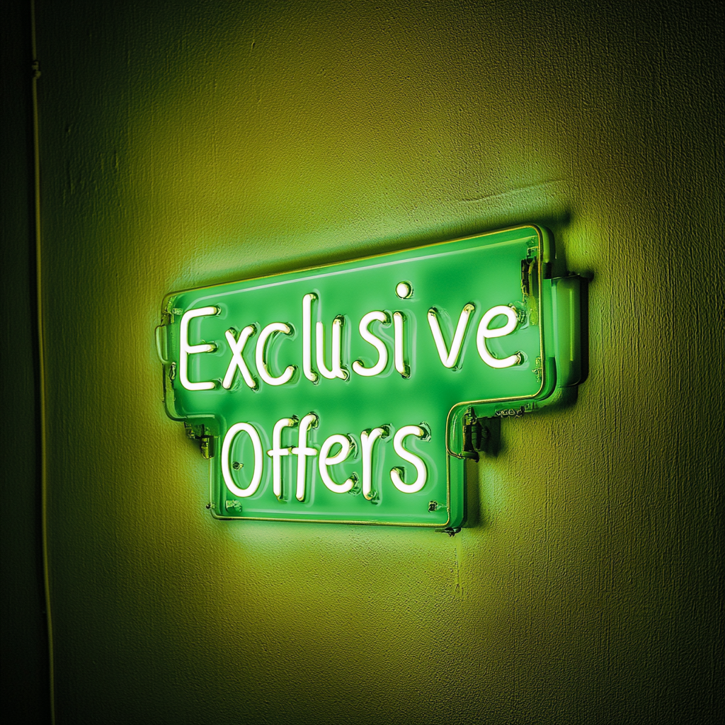 "Exclusive Offers" - Green Neon Sign, 18 Inches