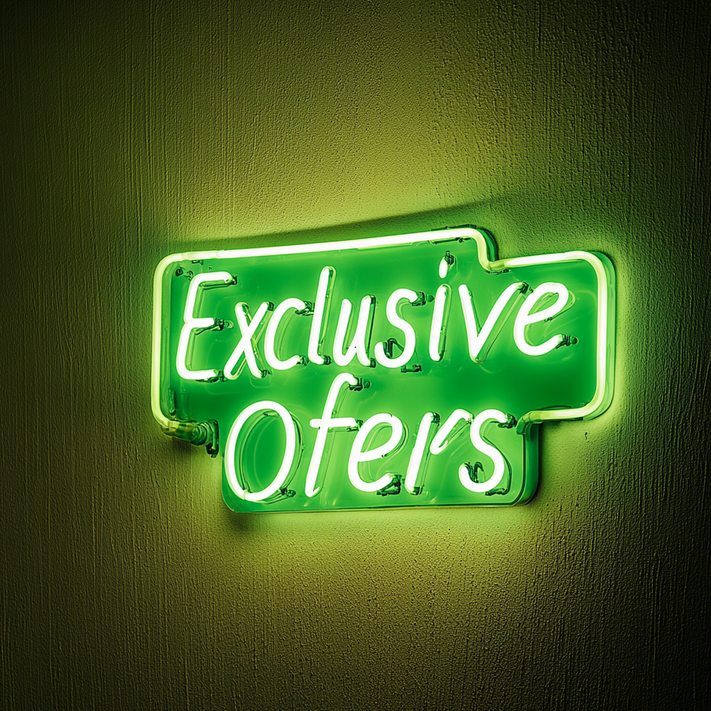 "Exclusive Offers" - Green Neon Sign, 18 Inches