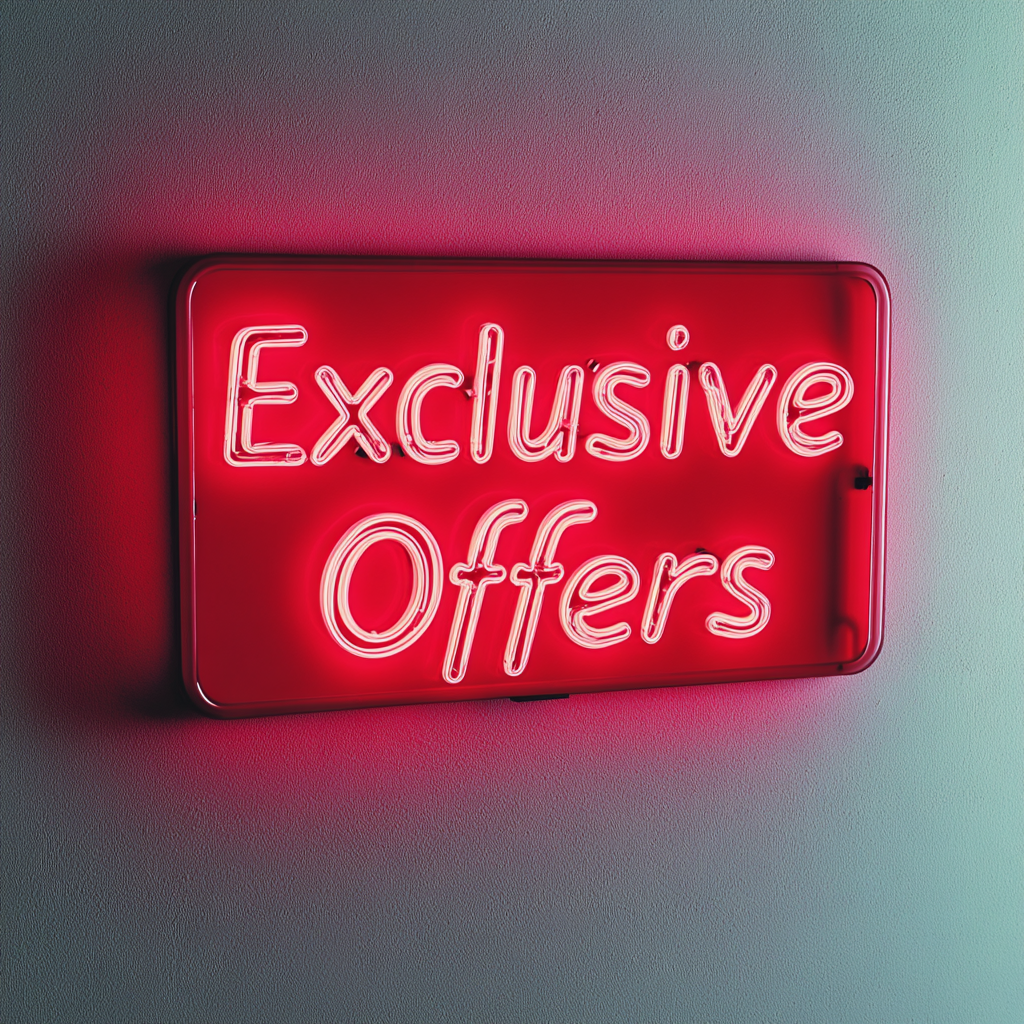 "Exclusive Offers" - Red Neon Sign, 18 Inches