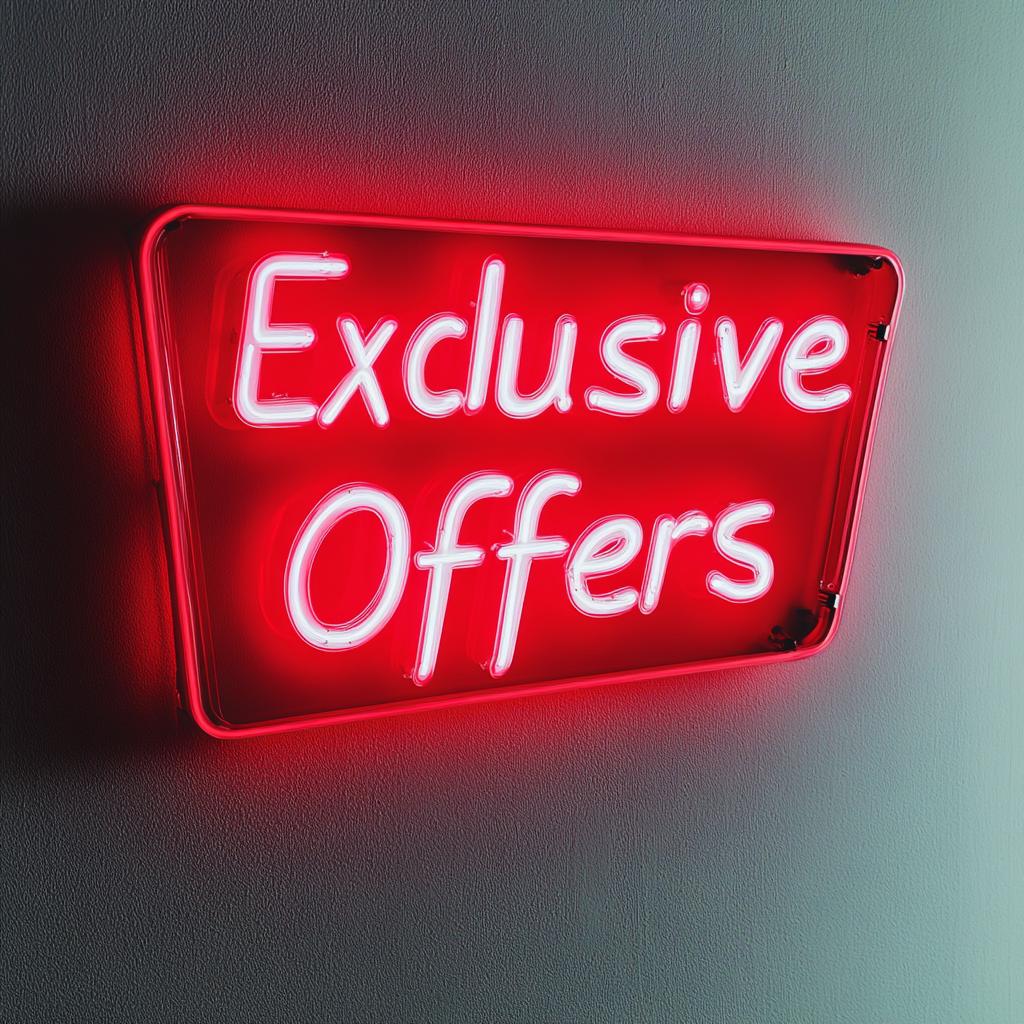 "Exclusive Offers" - Red Neon Sign, 18 Inches