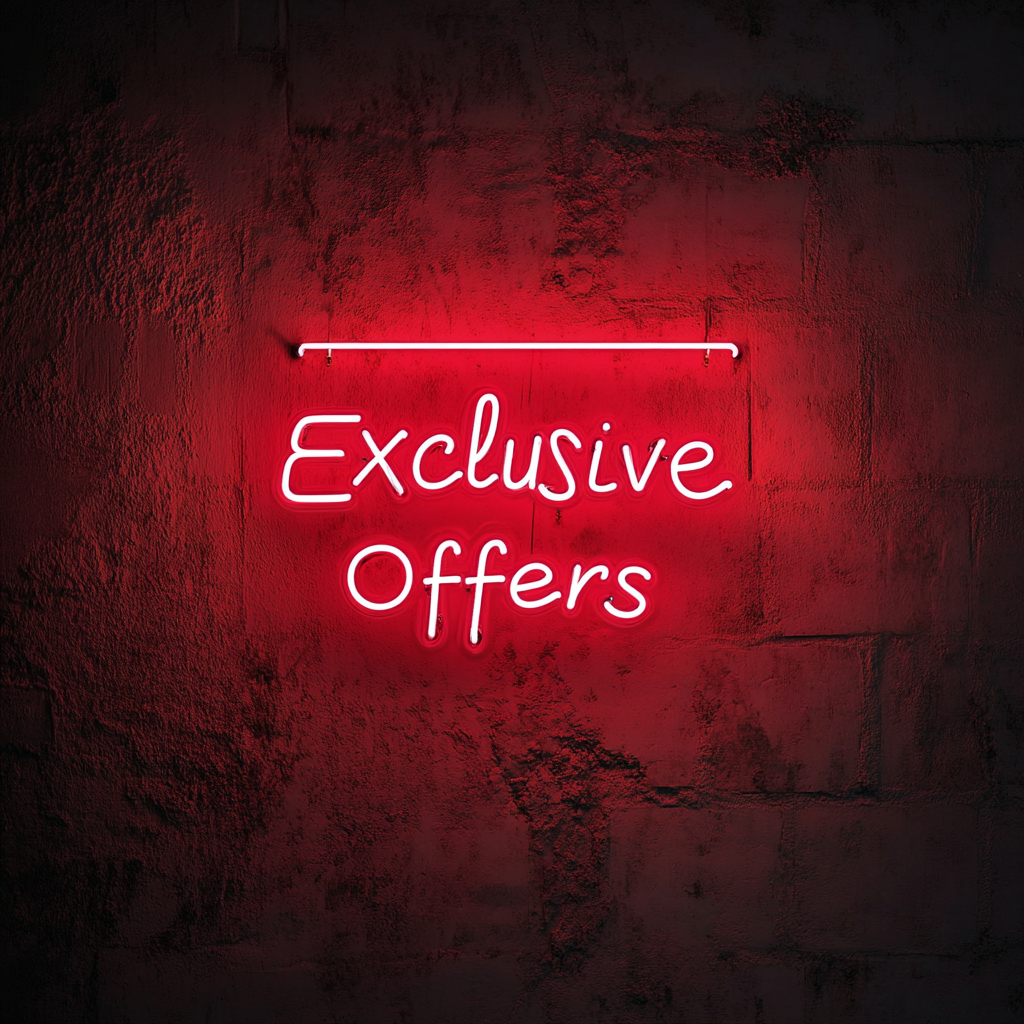 "Exclusive Offers" - Red Neon Sign, 18 Inches