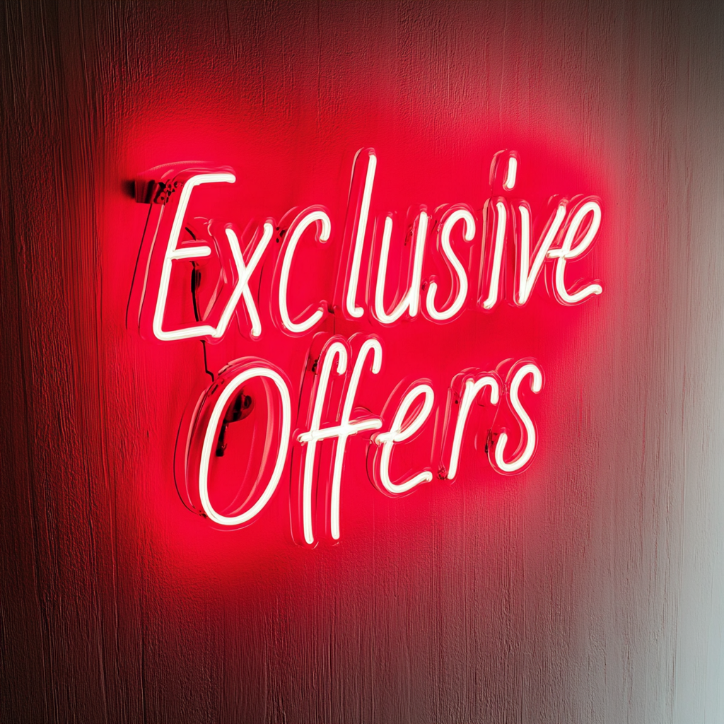 "Exclusive Offers" - Red Neon Sign, 18 Inches