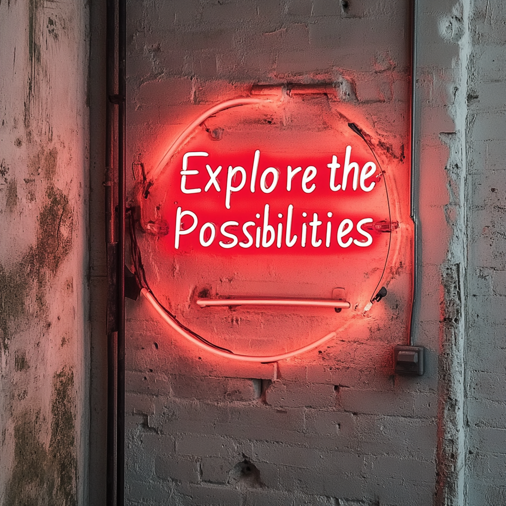 "Explore the Possibilities" - Red Neon Sign, 24 Inches