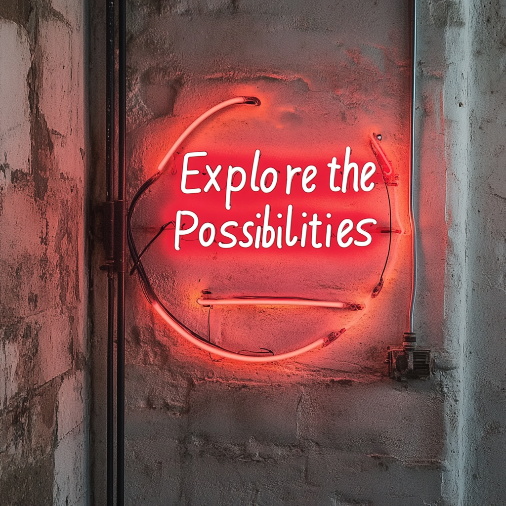 "Explore the Possibilities" - Red Neon Sign, 24 Inches