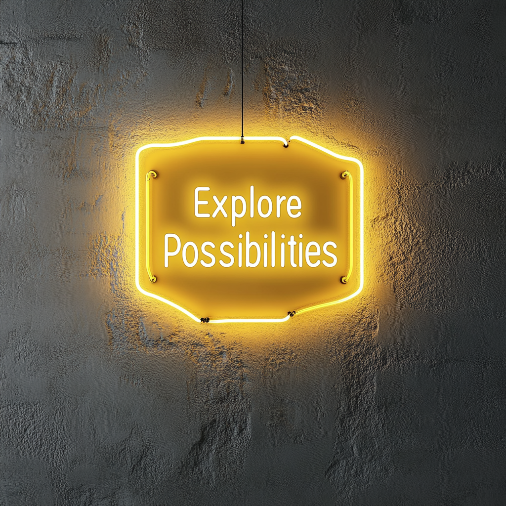"Explore the Possibilities" - Yellow Neon Sign, 24 Inches